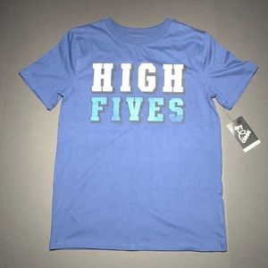 Art Class High Fives Blue and White Short Sleeve Tee Shirt Youth Sz XL
